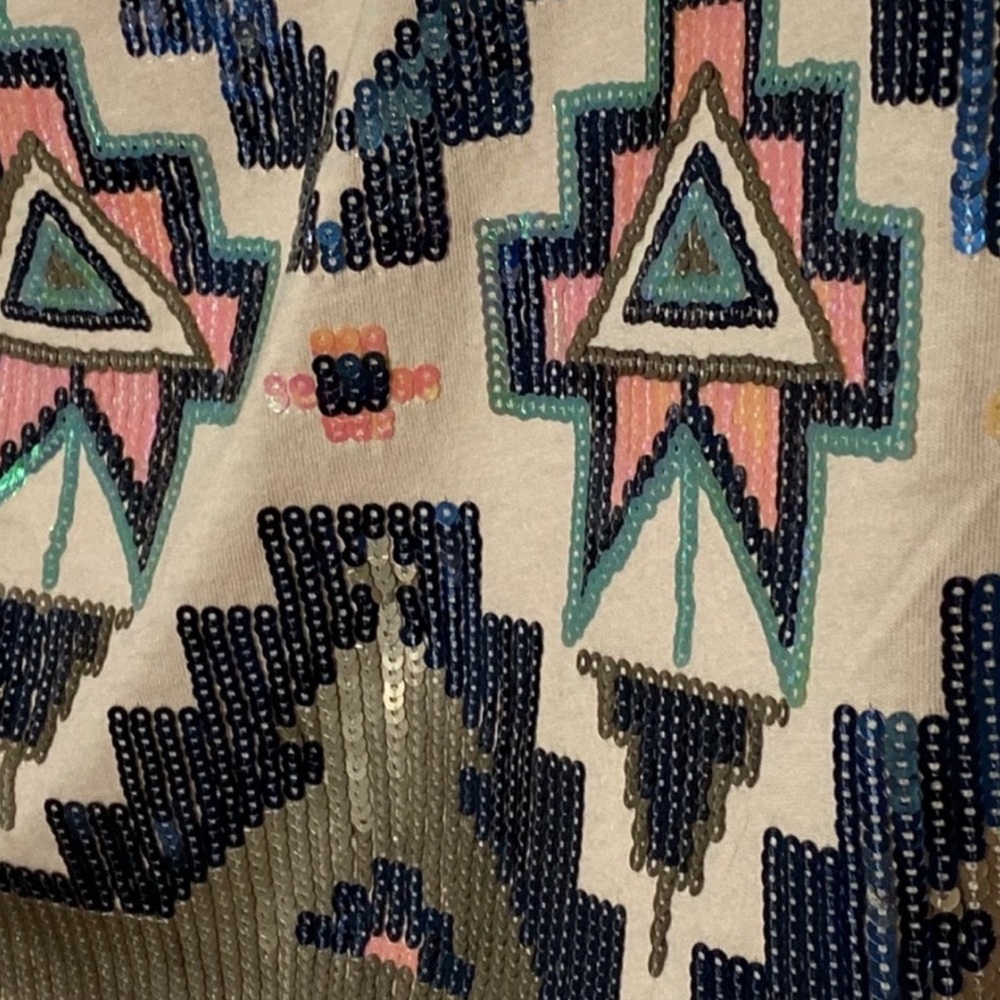 Express Aztec Multi Color Sequin Embellished Geometric Skirt size M - Picture 9 of 9